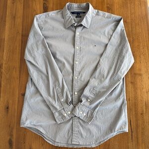 Tommy Hilfiger Gray Button Down Shirt Men’s XL Classic Logo Oxford Dress Casual